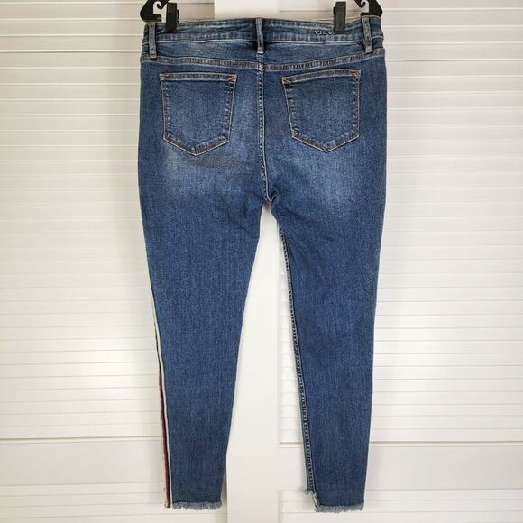 Vigoss Skinny Jeans Women 30X27 Jagger Striped Fray Hem High Rise Stretch Denim - Picture 4 of 14